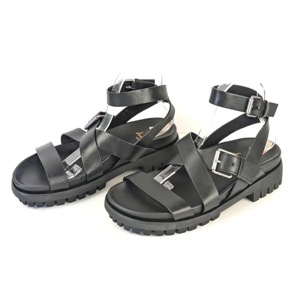 NEW Sam Edelman Eleanora Ankle Strap Gladiator Lug Sole Black Sandal Siz… - Picture 5 of 16